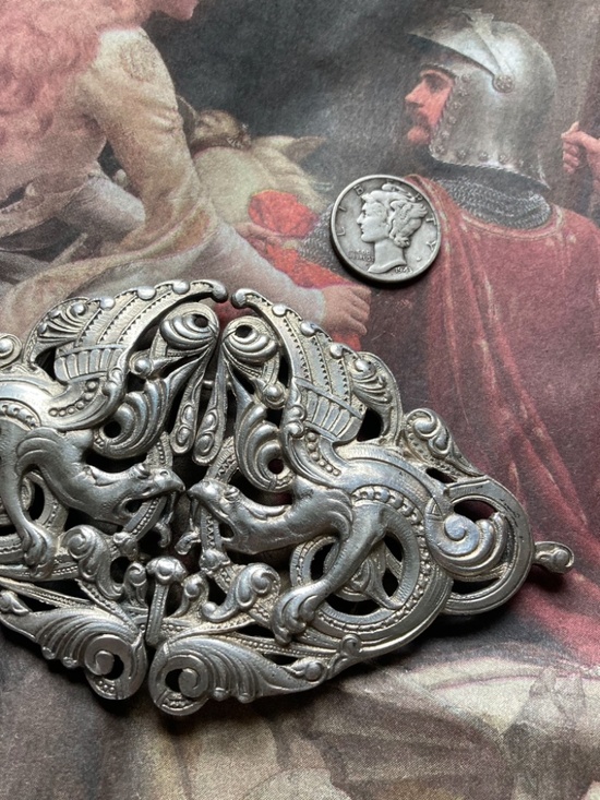 Antique Victorian Solid Sterling Silver Seraphic Belt Buckle main image 7